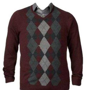 Mens Wool Blend Sweater Apt 9 Brick Red Small Merino V-Neck Long Sleeves